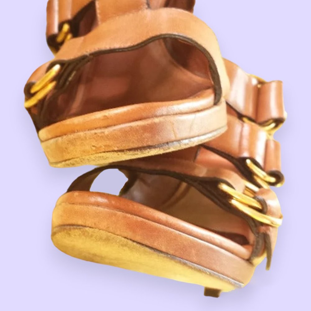Stunning Brown Leather Strappy Sandals/Heels Cole Haan 6.5 - Picture 8 of 9